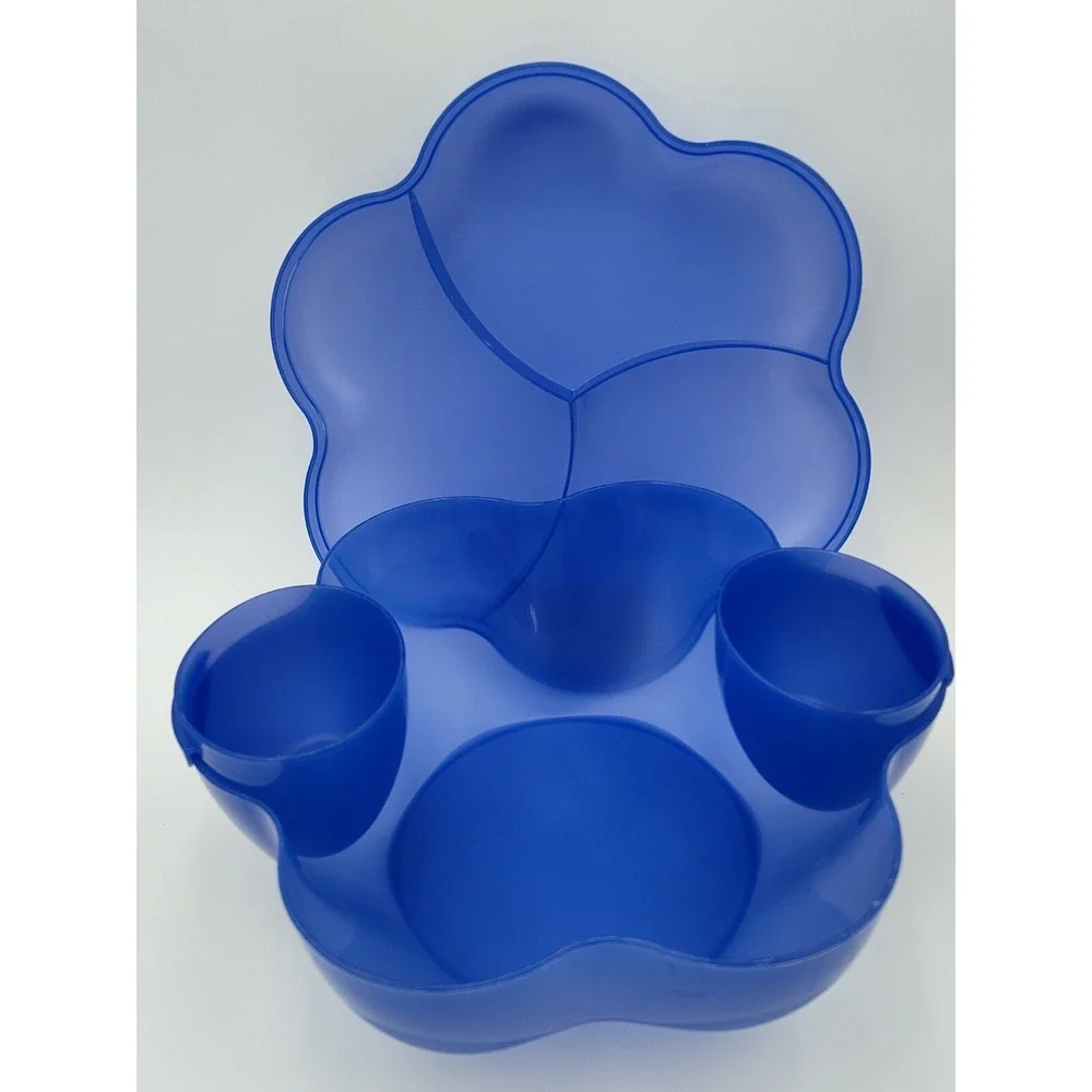 TUPPERWARE‎ Chip & Dip Large Set Serving Bowl Two Side Dip 4624A 👀📸SEE📏📸